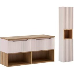 Petits meubles Conjunto de lavabo y columna cashmere paneles laminados cachemira