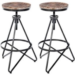 CLP Set 2 taburetes industriales regulables en metal plateado