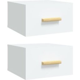 Maison Chic Juego de 2 mesitas de noche de pared madera blanco 35x35x20 cm