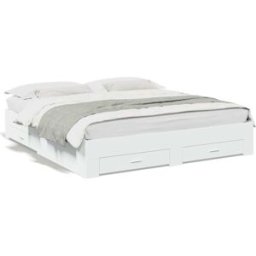 Maison Chic Cama matrimonial con cajones madera blanco 200x200 cm