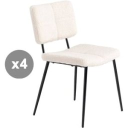 Meubles Cosy Conjunto de 4 sillas bouclé industrial blanco
