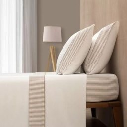 Casa da Laura Sábanas franela 100% algodón rayas marrón cama 105 1 almohada 50 x 8