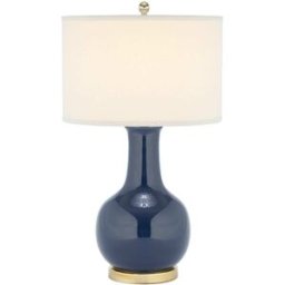 Safavieh Lampara de mesa de ceramica azul marino
