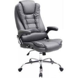 CLP Silla de oficina giratoria regulable en simil cuero gris