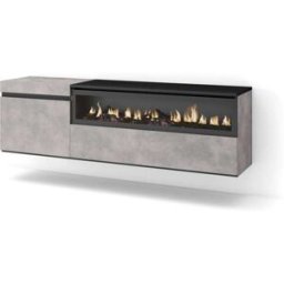Skraut home Mueble tv efecto madera cemento 150x35x45cm chimenea efecto fuego