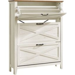 VASAGLE Mueble zapatero con 3 cajones abatibles para 18 a 24 pares blanco