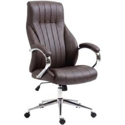 CLP Silla de oficina giratoria regulable en cuero auténtico marrón