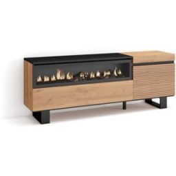 Skraut home Mueble tv efecto madera roble 150x35x57cm chimenea efecto fuego