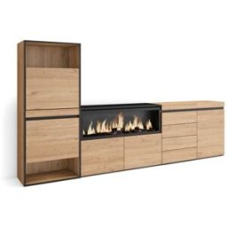 Skraut home Zapatero efecto madera roble 274x35x145cm chimenea efecto fuego