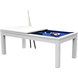 Maison Pavane Mesa de billar convertible blanca con alfombra azul