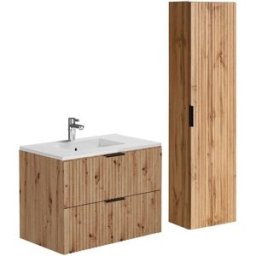 Unique Conjunto de baño madera color natural claro