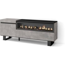 Skraut home Mueble tv efecto madera cemento 150x35x57cm chimenea efecto fuego