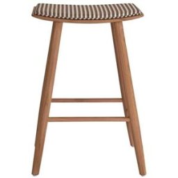 BERAH GETAH Taburete de teca maciza con asiento de rayas 65 cm