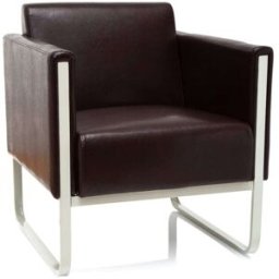 hjh OFFICE Sillón tapizada piel sintética marrón
