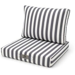 Deco Arts Cojines para sofá jardín 50x50cm - rayas gris oscuro