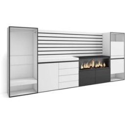 Skraut home Aparador efecto madera blanco 334x35x145cm chimenea efecto fuego