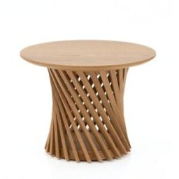 WOODEK Mesa de centro redonda de roble macizo ø60 cm, acabado mate