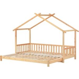 OKWISH Cama infantil natural de madera maciza extensible 90x200 cm