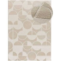 Atticgo Alfombra con relieve blanco/beige 133x190 cm