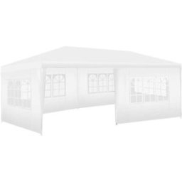 Tectake Pabellón 6x3m con 5 paneles laterales, resistente al agua y uv, blanco