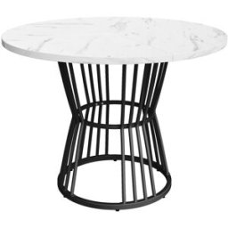 MODFU Mesa redonda mármol 100x75 cm, patas metal, negra