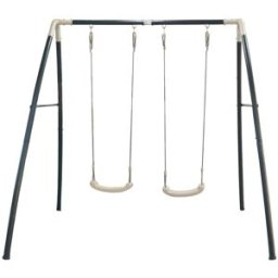 Axi Columpio doble con estructura de metal, antracita/crema