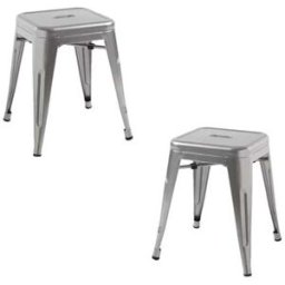 Regalos Miguel Pack 2 taburetes color gris metalizado en acero reforzado