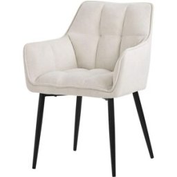 ML-Design Silla de comedor de rizo color crema tapizado respaldo y apoyabrazos