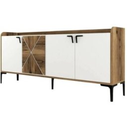 Dmora Consola efecto madera de nogal, blanca 180x35h78 cm