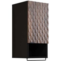 Petits meubles Armario de pared 1 puerta paneles laminados madera y negro