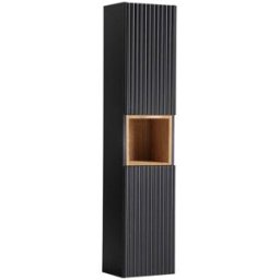 Petits meubles Columna de pared 2 puertas paneles de melamina y mdf negro y madera