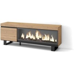 Skraut home Mueble tv efecto madera roble 158x35x57cm chimenea efecto fuego