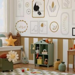 Acte Deco Papel pintado panorámico marcos infantiles, amarillo 225 x 2