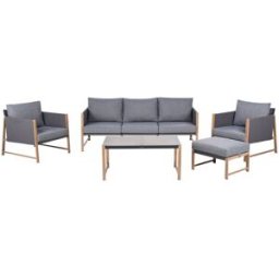 Beliani Conjunto de jardín con mesa y otomana 5 plazas metal gris