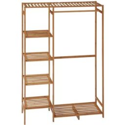 Homcom Perchero de ropa 90x30x145 cm madera natural