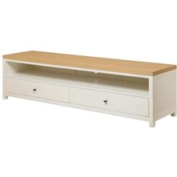 Wabi Home Mueble de tv de madera de sungkai tintada en blanco 180cm