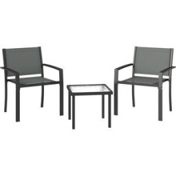 Outsunny Conjunto de bistró 58x58x75 cm gris claro