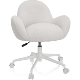 hjh OFFICE Silla giratoria para niños tela blanco