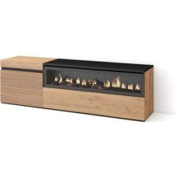 Skraut home Mueble tv efecto madera roble 150x35x45cm chimenea efecto fuego