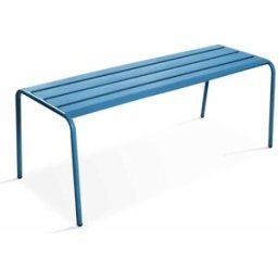 Oviala Banco de jardín de acero azul pacífico