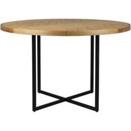Dutchbone Mesa de comedor redonda de madera clara y acero negro d 120