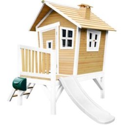 Axi Casita infantil con tobogán blanco, de madera fsc, marrón/blanco