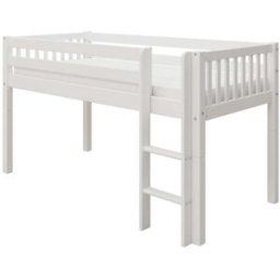 Furnlux Cama loft de madera maciza de pino color blanco 90x200