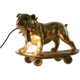NIYLO Lámpara sobremesa bulldog en resina dorado 45x23x34 cm