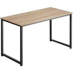 Tectake Escritorio estilo industrial estructura de acero 140 cm madera clara