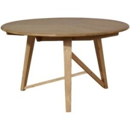 Robin des Bois Mesa de comedor redonda de roble macizo beige