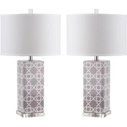 Safavieh Juego de 2 lamparas de mesa de ceramica gris