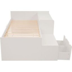 OKWISH Cama infantil blanca de madera maciza con escritorio 90x200 cm