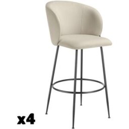 Tectake 4 taburetes altos aterciopelados de 51 x 60 x 106 cm, crema/negro
