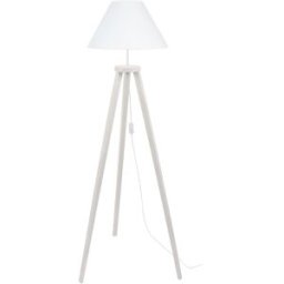 Tosel Lámpara de pie madera blanco metal pantalla blanco